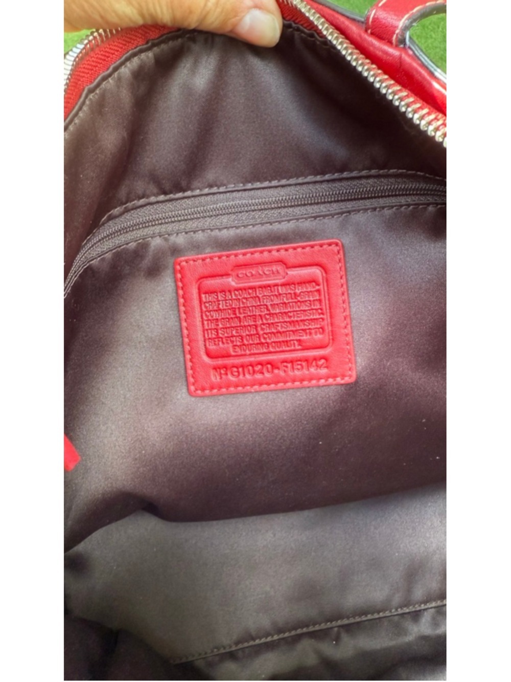 Coach Y2K Signature Patent Leather Zip Top Tote Red Style F15142 - Picture 10 of 11